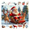 1 Набор Рождественский Деревянный Пазл Зимний Праздник Санта Клаус Олень Упряжка Пазл Развивающая Игрушка Украшение для Дома