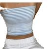 Simple style ins blue and white stripes basic versatile tube top American hot girl sexy backless slim slim and thin chest wrapping woman
