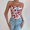 Women Bare Shoulder Y2K Crop Tops Printed Sleeveless Vest Woman Sexy Backless Slim Strapless Tank Tops Femme Fishbone Corset