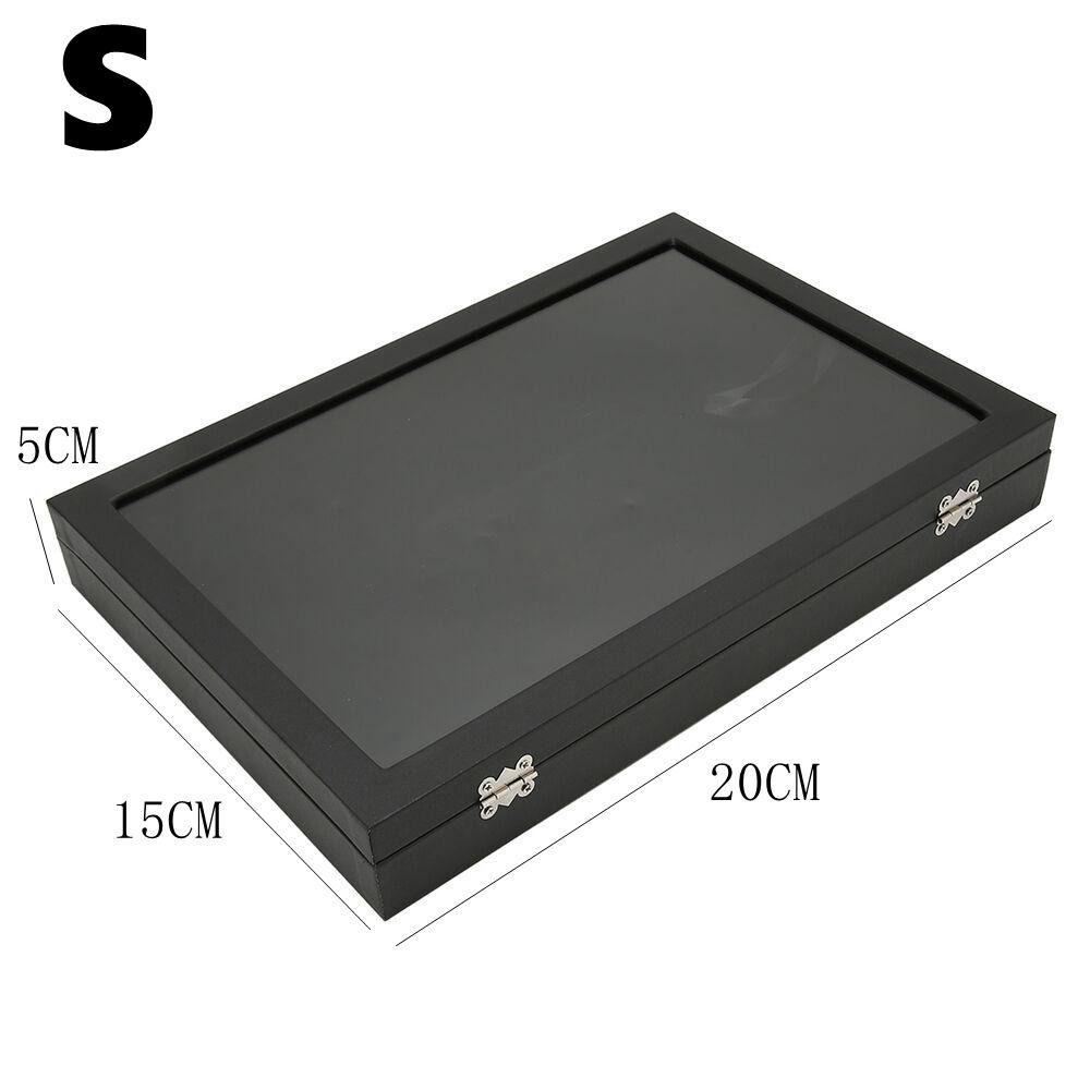 High-Capacity Badge Storage Box With Transparent Glass Cover New Wood Medal Display Case Chest Pin Display Box Jewelry Case