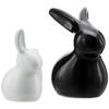 Home Décor Ceramic Rabbit Figurines (Set of 2, Black and White)