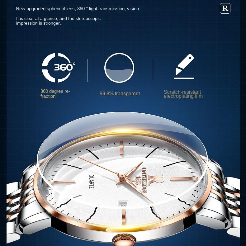 ONTHEEDGE Мужские часы Простые ультратонкие светящиеся водонепроницаемые механические часы