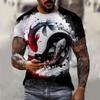 Men'S T-Shirts Fishing Pattern T-Shirts Short Sleeve 3d Animal Wolf Printed Street Hip Hop T Shirt Tai Chi Diagram Tops Tee
