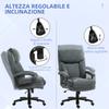 Reinforced Office Chair, 200kg Capacity. Swivel and Reclining, Velvet Fabric. Gray