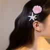 1 Pair Bohemian Style Starfish & Shell Hair Clips, Resin Cartoon Side Grips, Fashionable Versatile Hair Accessories for Homecoming Festivals