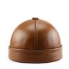 Мужская тюбетейка из натуральной кожи, матросская кепка, шапка-бини с манжетами в стиле ретро, ​​без полей, шапка-бини из натуральной кожи