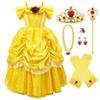 Princess Dress for Belle Kids and the Dress Luxurious Kids Yellow Stage Fancy Present [TYHTYM] Kids, Dress, (Beauty Beast-style + Tiara, Etc.),