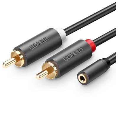 Ugreen Av102 Кабель 2X Rca (Стянуть) Джек 3,5 мм 1 м (Черный)