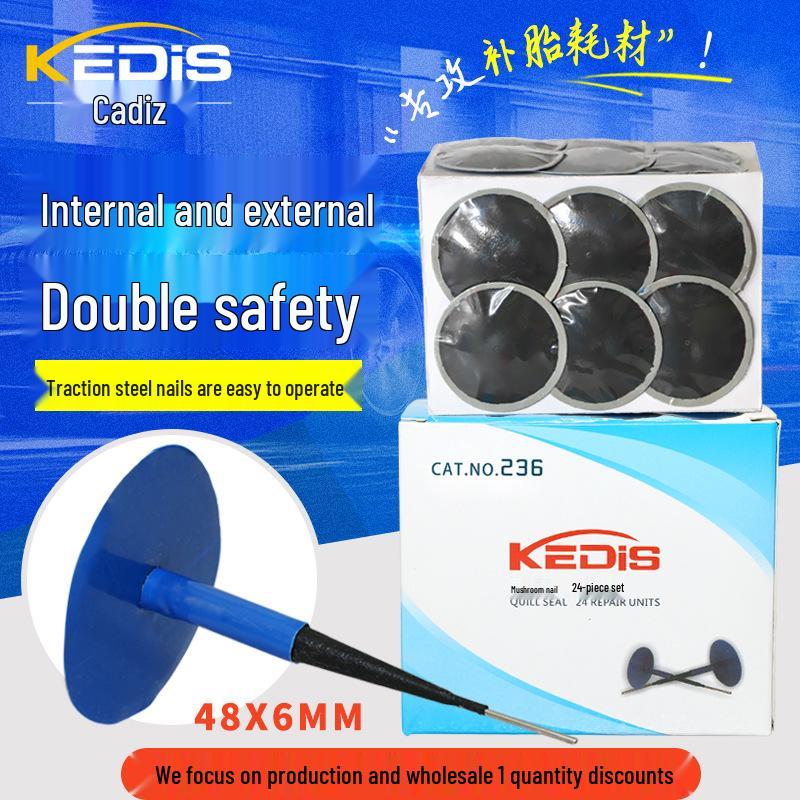 Kades Car Tire Repair Kit: 6mm Mushroom Plugs & Patches