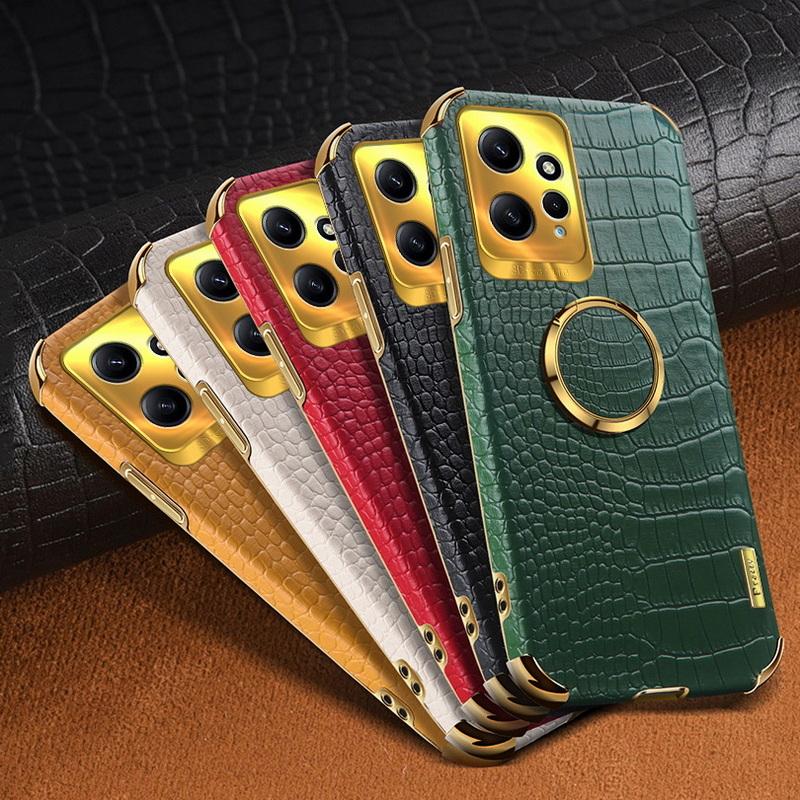 Роскошный чехол из кожи с крокодиловым принтом для Xiaomi 14T Pro 13T Poco X7 X6 M6 Redmi Note 14 13 Pro Тонкий противоударный чехол-подставка с кольцом