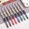 Snow White P1500A Quick-Dry 0.5mm Liquid Ballpoint Pen - 6 Color Set, Transparent Barrel, Ideal for Exams