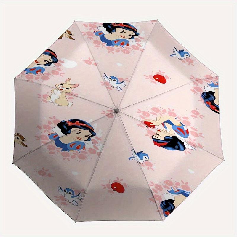 Snow White,Apple,Bird Fashion Umbrella, Automatic Opening and Closing Cartoon Design, Iron Ribs and Handle, 8 Ribs, Suitable for All Occasio