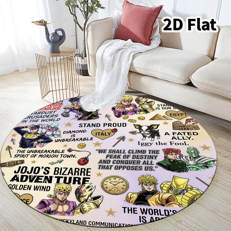 Jojos Bizarre Adventure Round Area Rug Carpet Rug For Living Room Bedroom Sofa Playroom Decor Nonslip Floor Mat