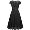 Women's Swing Dresses Sequin Round Neck Short Sleeves A Line Dress Chiffon Skirt Cocktail Party Evening Wedding Guest Outfits Bridesmaid Wear