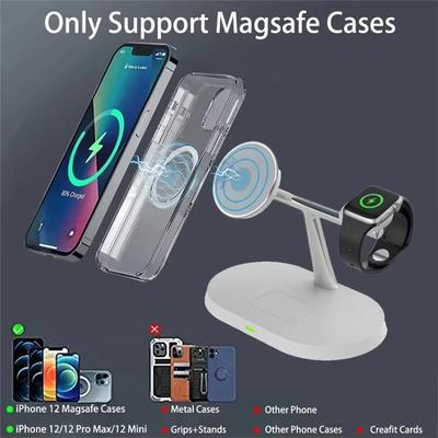 3 в 1 100 Вт Магнитная беспроводная зарядная подставка для Magsafe iPhone 16 15 14 13 12 Watch 8 7 Airpods Pro Быстрая зарядная станция