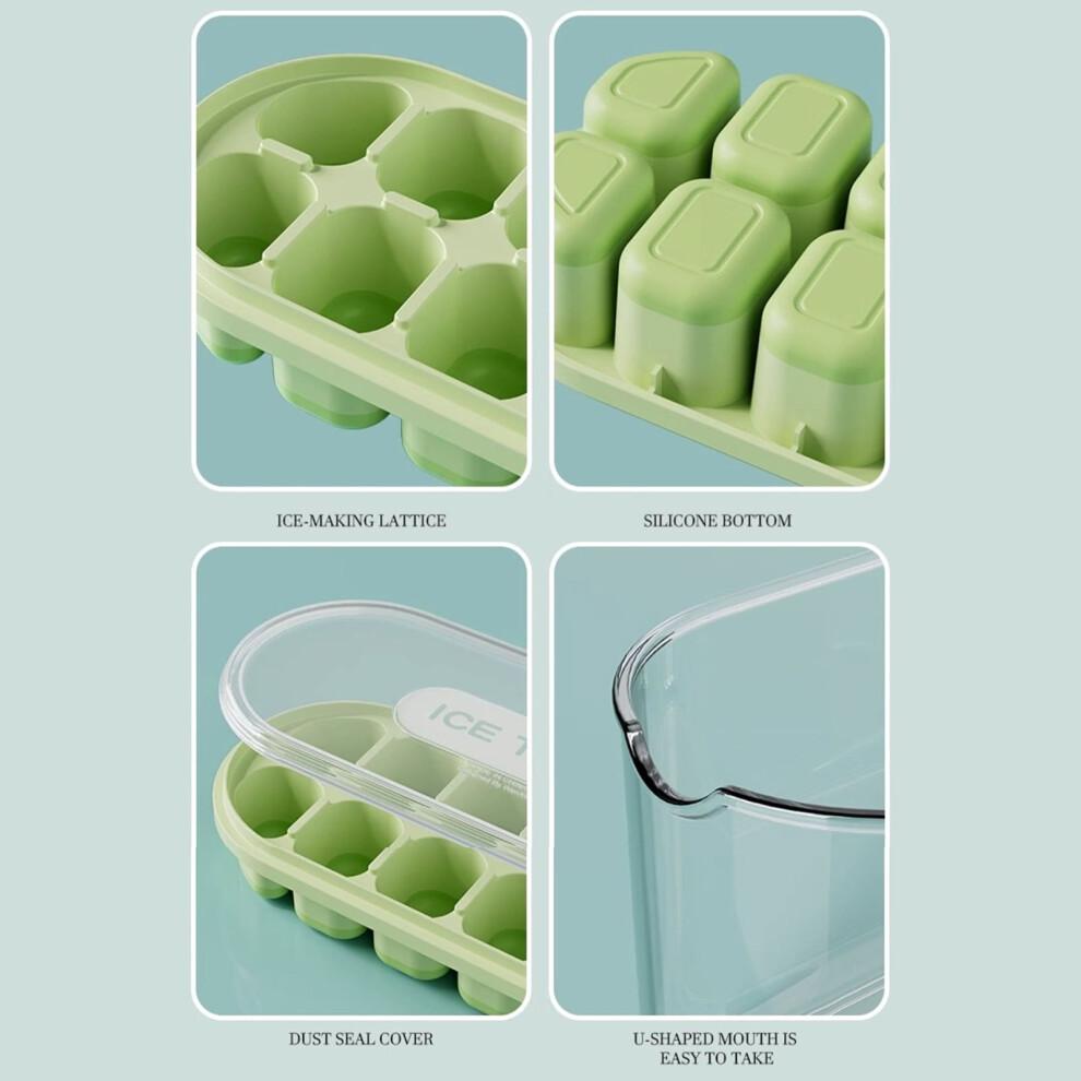 Silicone Ice Cube Mold with Airtight Lid, 12-Grid Green