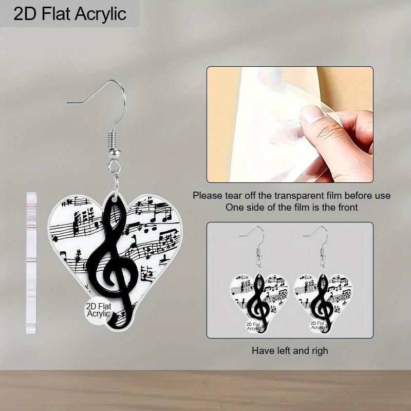 2D Плоский узор из музыкальных нот Акриловый материал Серьги-подвески Рождественский подарок на День благодарения