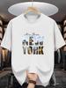 New York Men'S Pure T-Shirt with City Skyline Landmark Print, High-Quality Material, Finely Printed,