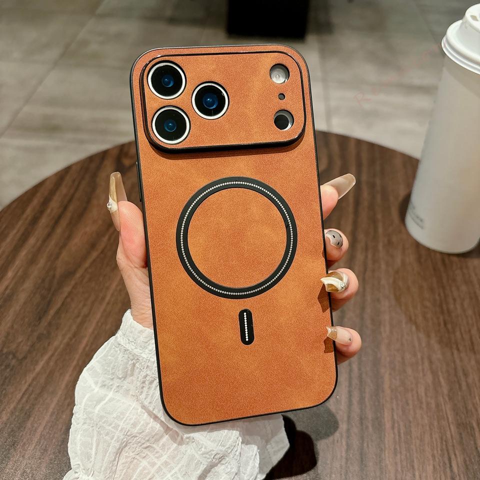 Retro Leather Magnetic Phone Case For For Iphone 16E 17E 1 14 11 12 13 16 17 Pro Max Air Plus Shockproof Protector Cover