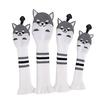 Golf Headcover Set 2 Fairway with Knitted Covers and Akita Dog Design 4-Piece (Driver/Wood, Woods/Hybrid/UT) (Beige)
