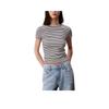 Полосатая футболка с коротким рукавом, прилегающего кроя, с круглым вырезом, мягкая, женские топы 40W217P-WA0