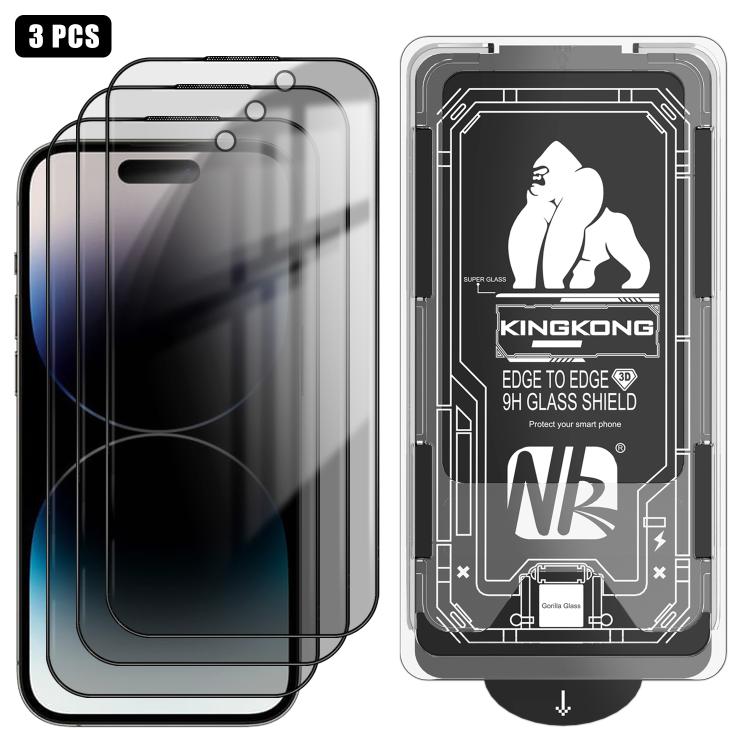 3Pcs Easy Install Dust-Free 3D Curved Privacy Electroplated Explosion-Proof Tempered Glass Screen Protector