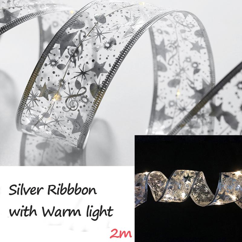 2 м/5 м светодиодный светильник, двухслойная лента, рождественская лента, банты со светодиодной елкой, украшения, новогодний домашний декор