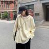 Solid Color Hooded Sweater Women Loose Gentle Style Handsome Vintage Hooded Sweater Top Autumn and Winter