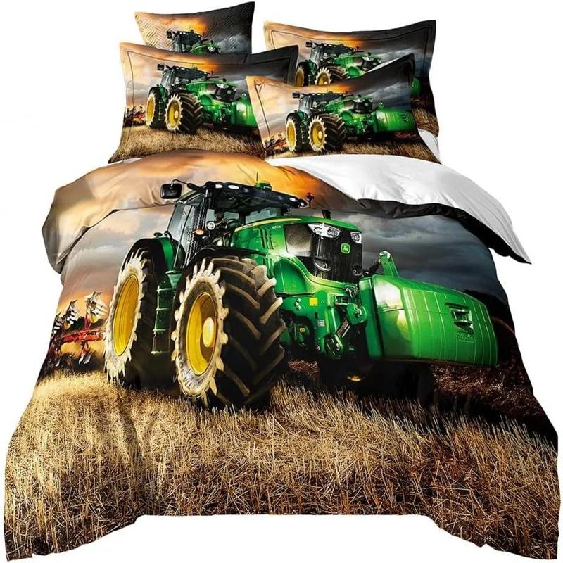 3D Printing Tractor Bedding Set Boys Tractors Duvet Cover Set with Pillowcase Home Textile Twin Full Queen King Children's Gift