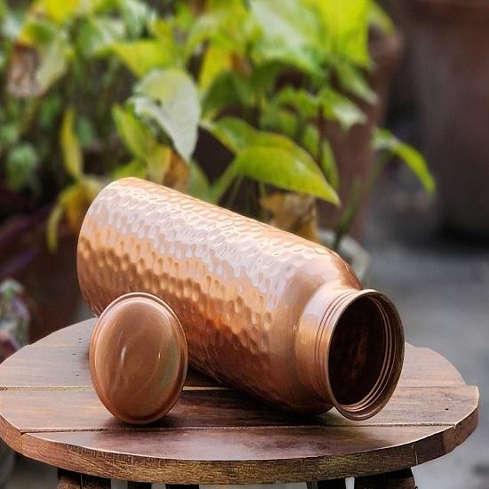 Custom Bottle, Copper Water Bottle 34oz, Handmade Gift, Hammered Copper Water Bottle