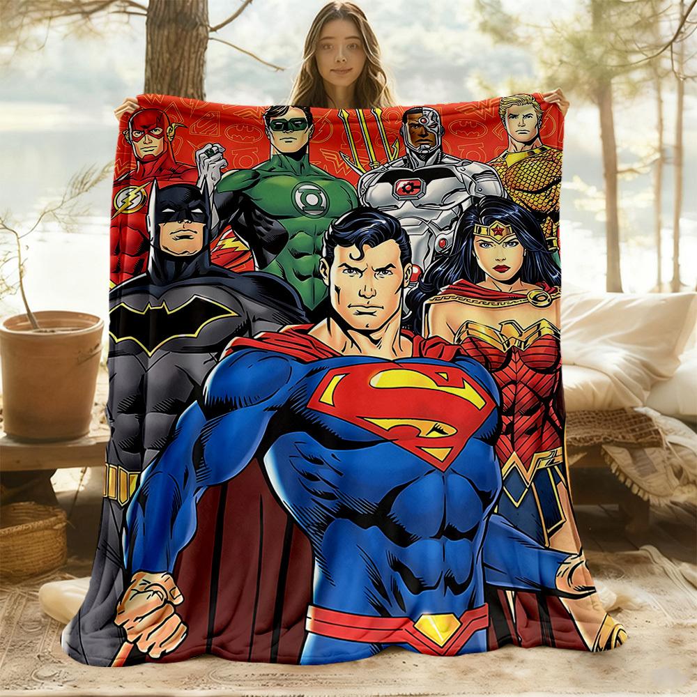 1PC Superheroes Justice Outdoor Blanket Lightweight Flannel, Soft & Warm, All-Season, Outdoor, Camping, Living Room, Office, L1106101