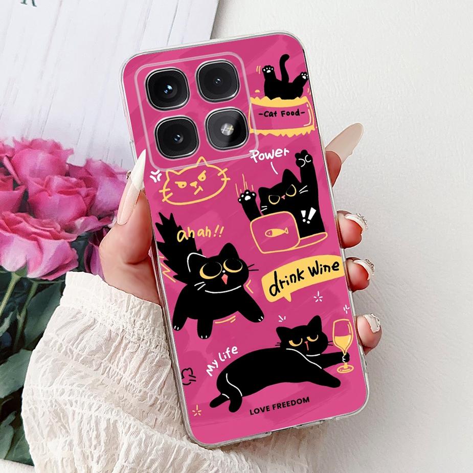 For Xiaomi Mi 14T Pro Case Cute Cat Fashion Painted Cover Soft Silicone Phone Case For Xiaomi 14T Pro Mi14T 5G Back Cover Bumper