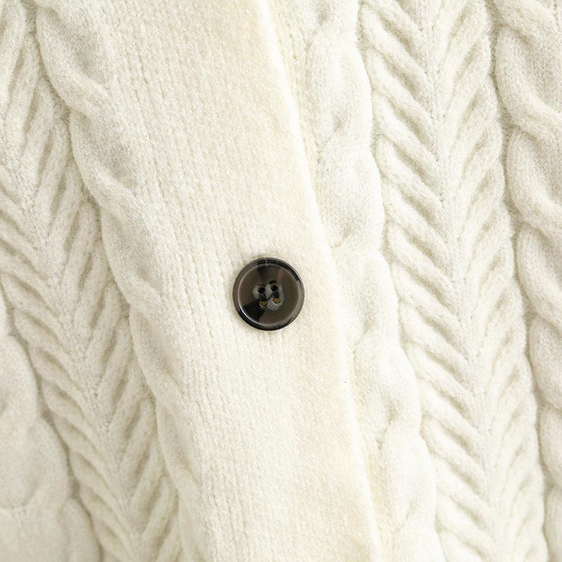 Осенне-зимний свободный вязаный кардиган с V-образным вырезом, сочетающийся по цвету, свитер, верхнее пальто для женщин