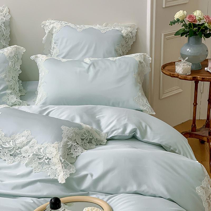 Кружевной комплект постельного белья Svetanya 140s Египетский хлопок Простыня Наволочка Пододеяльник Комплект Нижнее белье