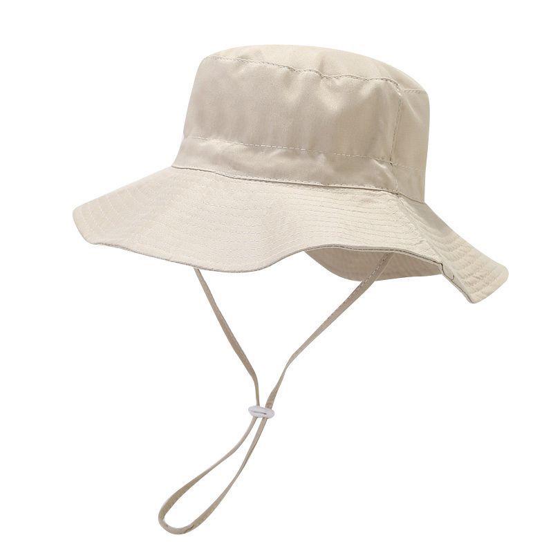 New Solid Color Kids' Bucket Hat with Windproof Rope: Breathable, Foldable, and Sun-Protective for Summer
