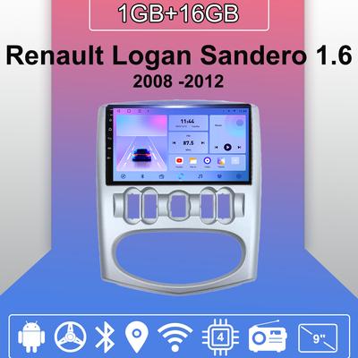 Автомобильное радио Android Auto Carplay для Renault Logan Sandero 1.6 2008 -2012 Мультимедийный проигрыватель Головное устройство Стерео GPS Навигация BT WIFI 1+16 ГБ