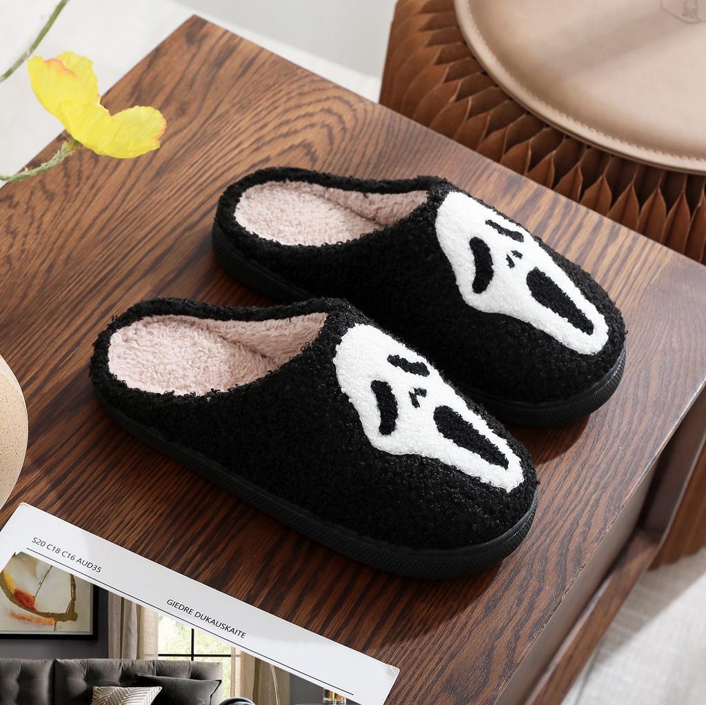 2024 Women Plush Slippers Autumn Winter Warm Funny Green Haired Monster Shoes Cute Fluffy House Non Slip Couples Cotten Slippers