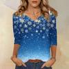 Women's T Shirt CHristmas Print 3/4 Sleeve Daily Weekend Fashion Basic V- Neck Regular Top