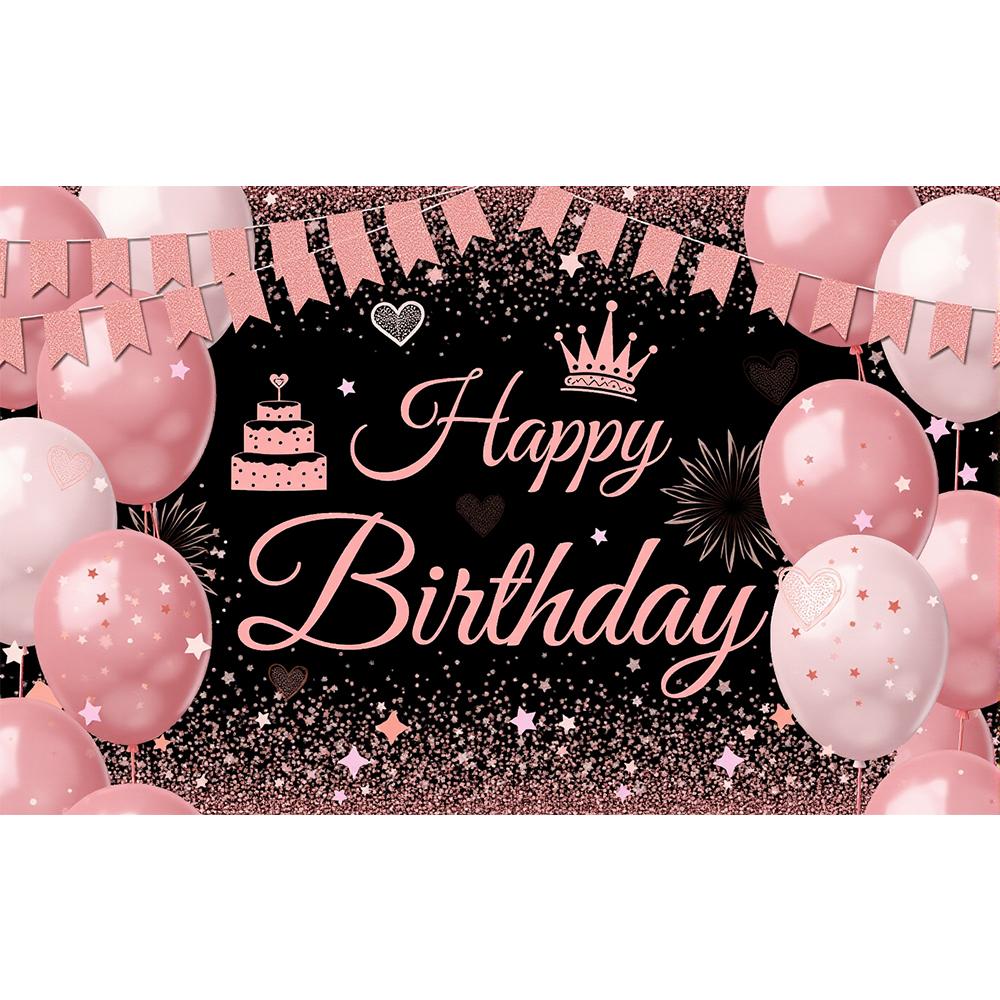 Черный Золотой Розовый Блеск Украшения на День Рождения Фон Декор Для Вечеринки Фон Баннер Товары Для Вечеринки На День Рождения Реквизит Для Фотостудии