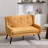 Premium Linen Bench (2-Seater) with Non-Slip Solid Wood Legs and Foam Cushions – Button-Tufted Accent Chair for Living Room, Bedroom and Office