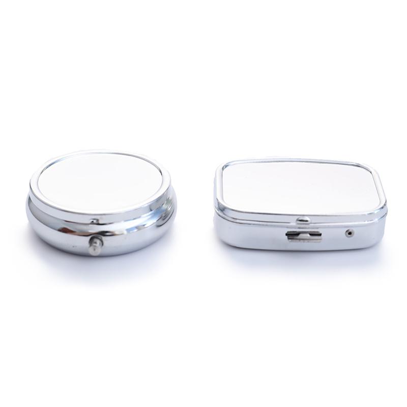 1Pc Waterproof Metal Pill Organizer Portable Round Square Pill Box Pill Container Weekly Pill Splitter Box