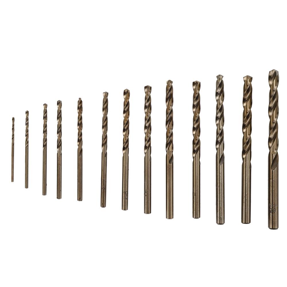13pcs Straight Shank Twist Drill Bit Set High Speed Steel HSS Drilling Tool  For Stainless Steel