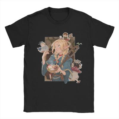 Вкусный в Подземелье Dungeon Meshi Футболки 100% Хлопок Одежда Смешная Футболка с Коротким Рукавом и Круглым Вырезом Печатные Футболки