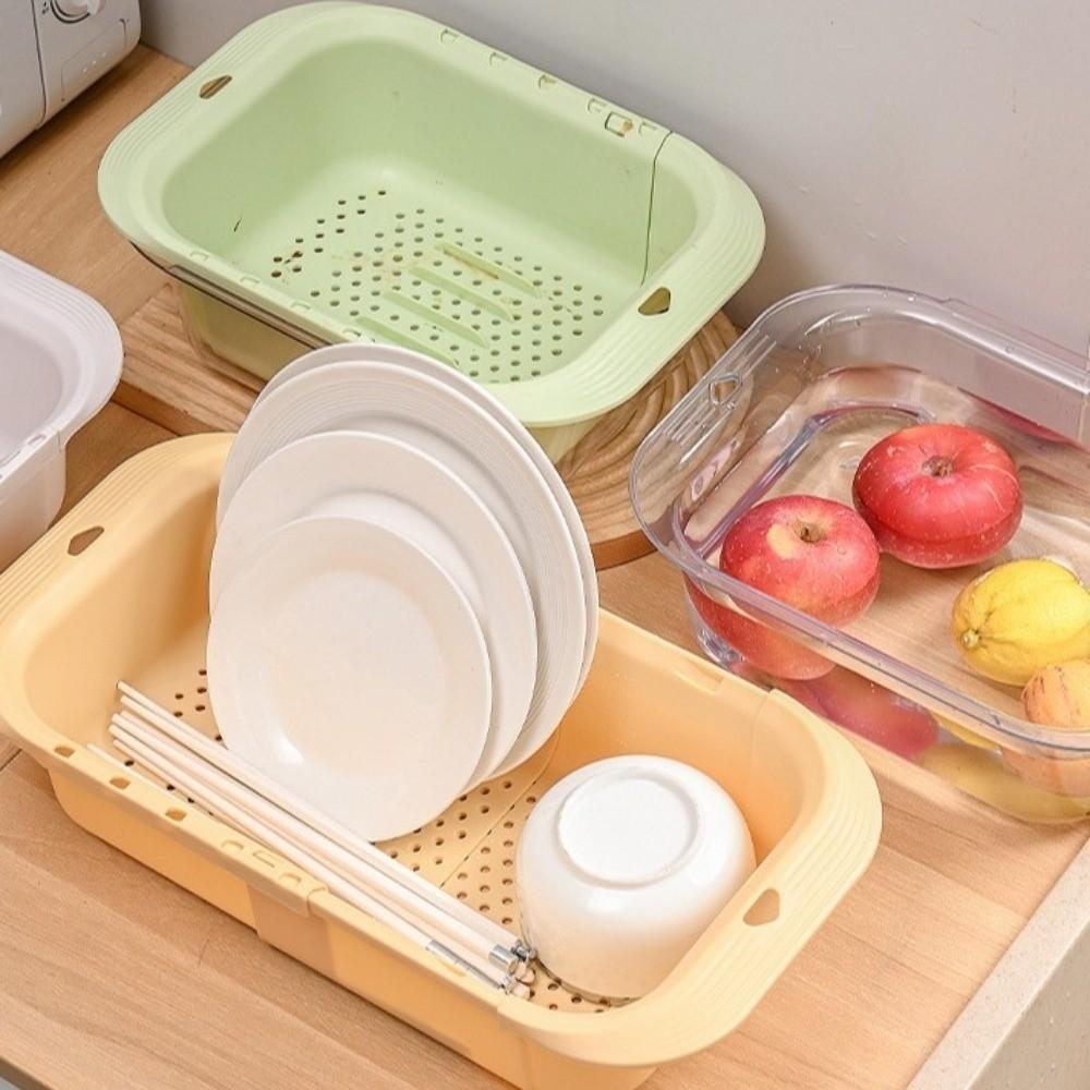 Retractable Fruits Cleaning Basket Large Capacity Vegetable Washing Basin Vegetable Washing