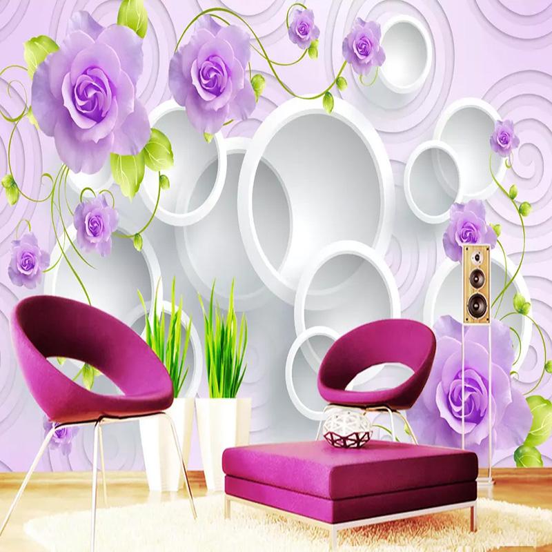 Обои современные 3D стерео цветы круг фото обои гостиная ТВ диван фон настенная роспись домашний декор