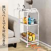UTIMIU Kitchen Cart with Top, Kitchen Rack, Kitchen Storage Shelf with Casters, 3-Tier Basket Rack for Rice Cookers, Condiments, Small Items, Kitchen,
