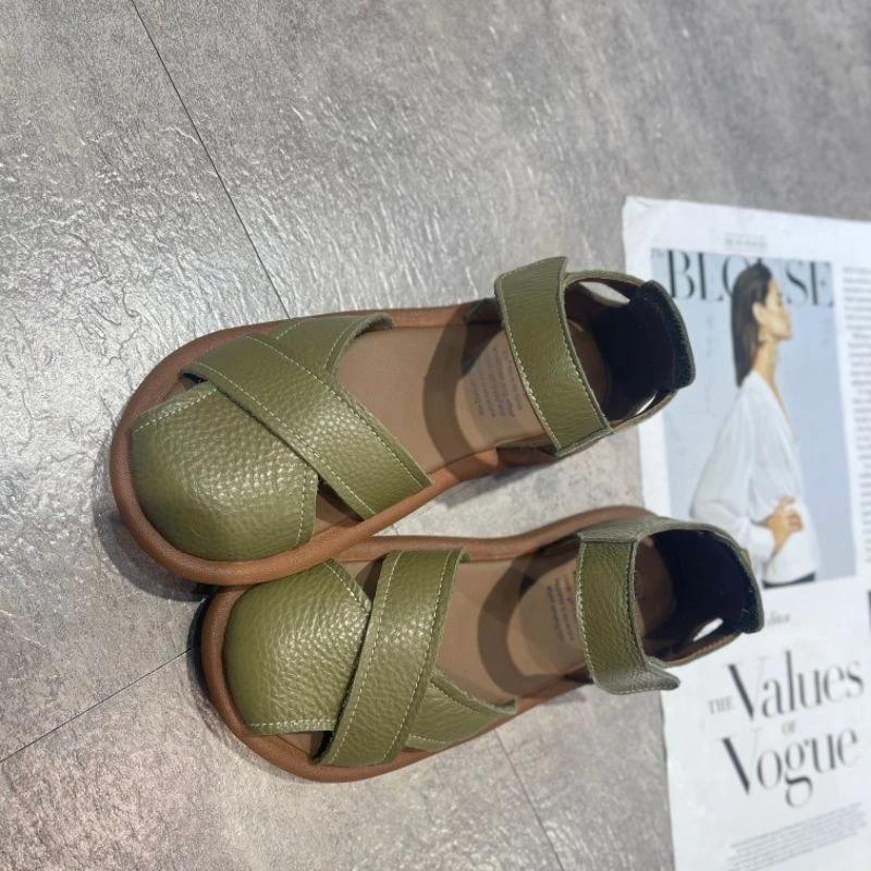 Fashion Low Heel Shoes Woman Sweet Sandals Ladies 2024 Summer Sandals Orange Espadrille Closed Retro Gladiator Sandals Women Shoes