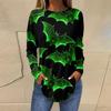 Women's Loose Round Neck Print Long Sleeve T-Shirt Top Pullover