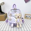 Adorable Cute Bear Print Canvas Backpack For Boys And Girls Age 3 To 6 Years