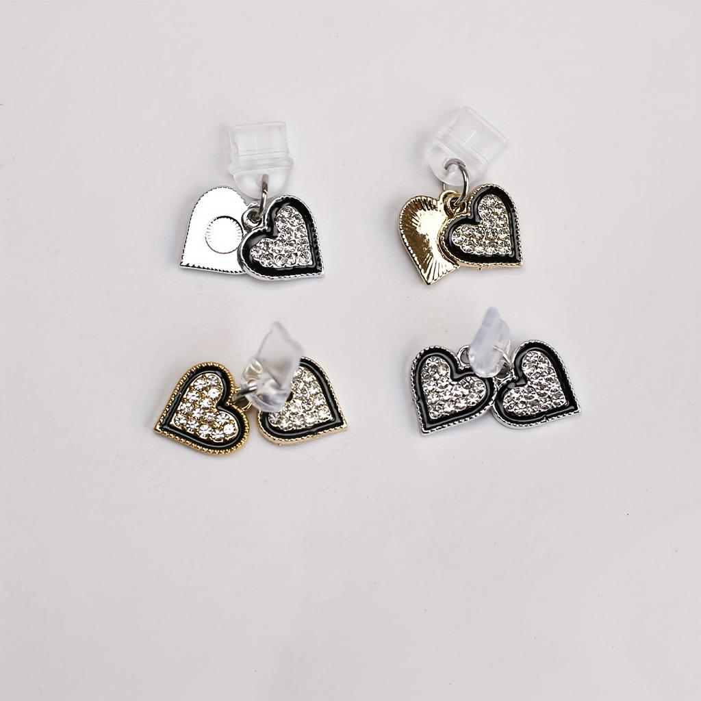 Набор из двух подвесок в виде сердец с бриллиантами, сочетающих положительное и отрицательное, заглушка для защиты от пыли для мобильного телефона, подвесное украшение, аксессуары для мобильного телефона